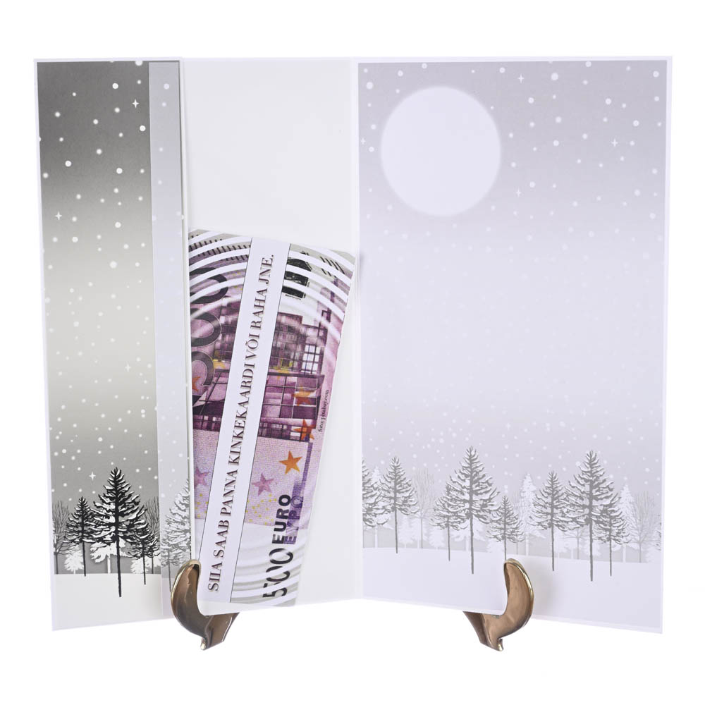 Hõbedaste detailidega jõulukaart – talveöö pargis - Image 2