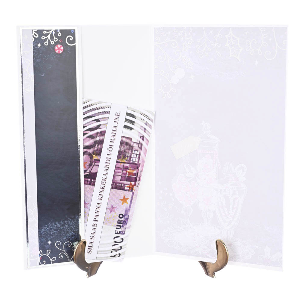 Jõulukaart – hõbedaste ornamentide ja särava kaunistusega - Image 2