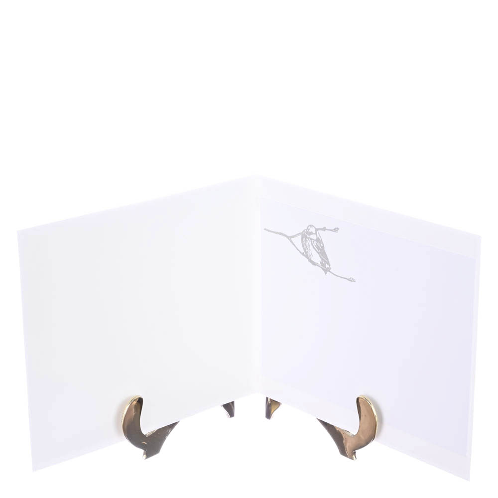 Käsitöö jõulukaart – kitsetall kingipakkidega lumises metsas - Image 2